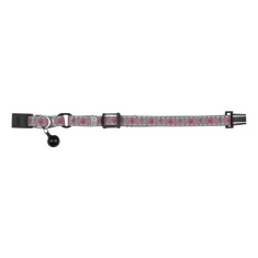 Reflektierendes Kätzchenhalsband mit Schelle grau-rosa Schelle in schwarz